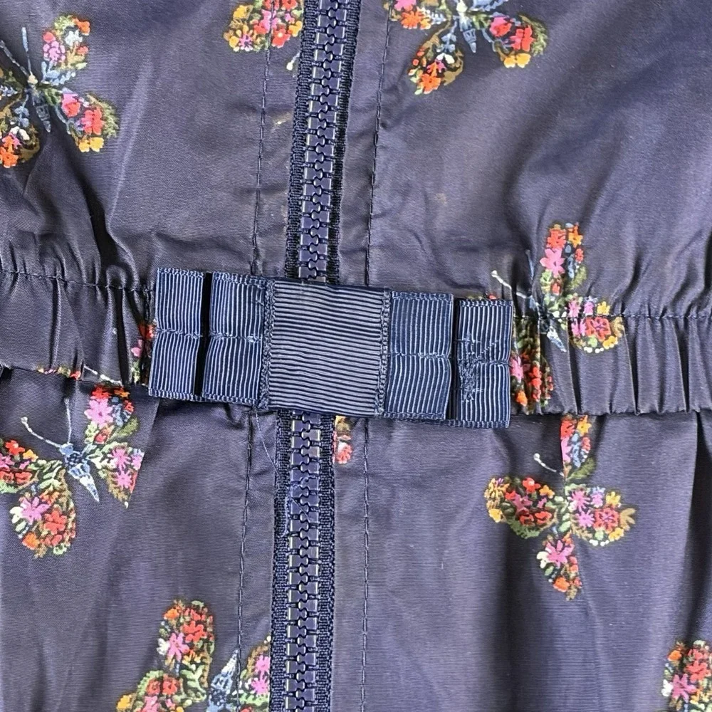 OshKosh B'gosh Girls Raincoat Jacket 3T‎ Navy Butterfly Floral Hooded Zip